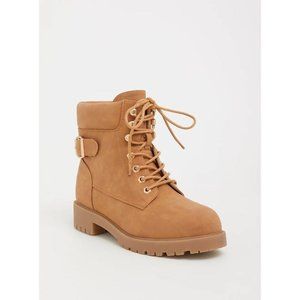 Torrid Women's Tan Nubuck Combat Boots 9.5 Wide Lace Up Brand New in Box
